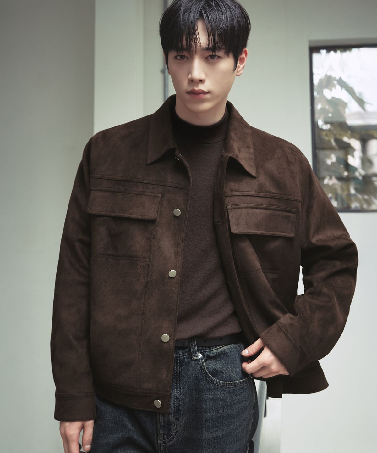 드로우핏(DRAW FIT) 레이어 미니멀 스웨이드 자켓 [BROWN]