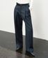 (올시즌) 롱 와이드 슬랙스 (NAVY)