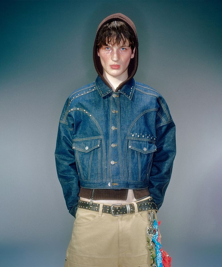 LIAM STUD DENIM JACKET DEEP BLUE