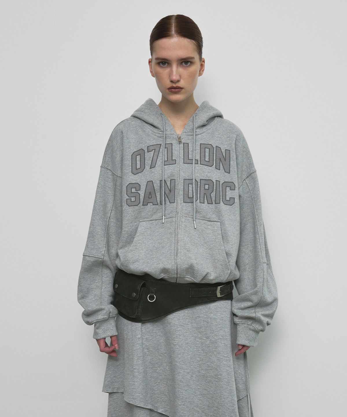 샌드릭(SANDRIC) OVERFIT HOOD ZIP UP_MELANGE GREY