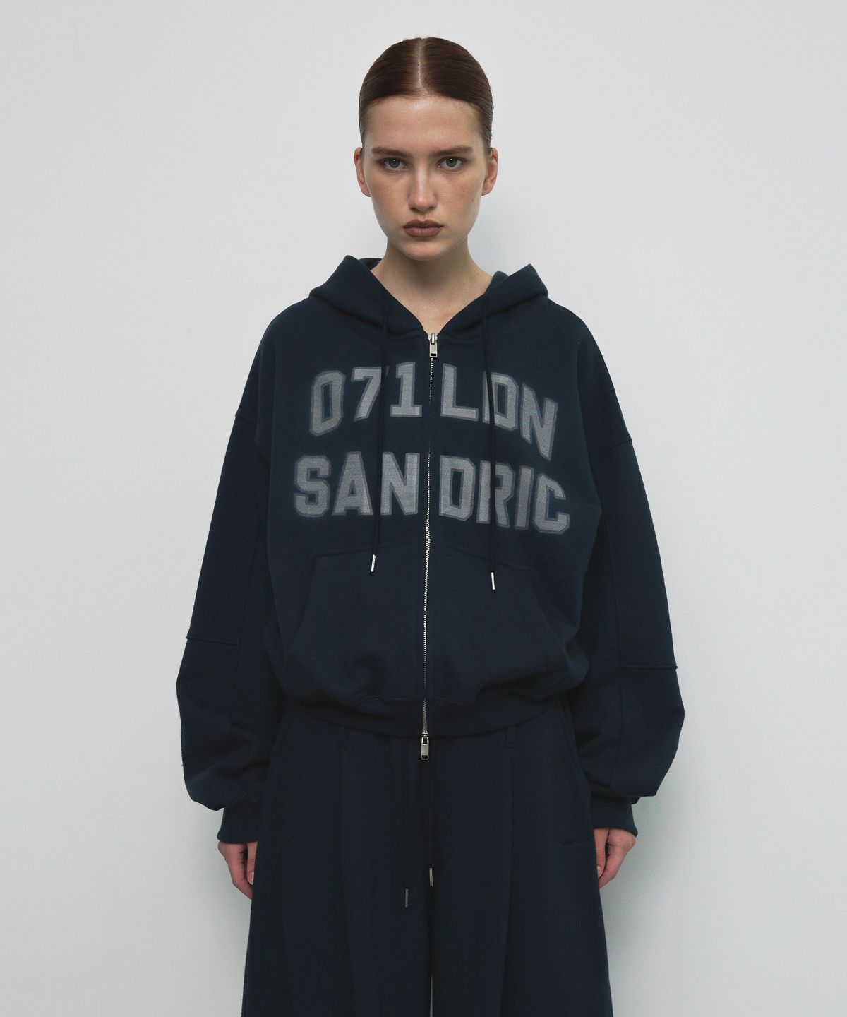 샌드릭(SANDRIC) OVERFIT HOOD ZIP UP_NAVY