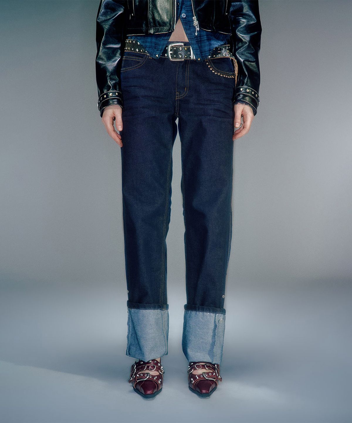베이컨트 아카이브(VACANT ARCHIVE) HEIDI LONG LENGTH TURN-UP DENIM (2COLOR)