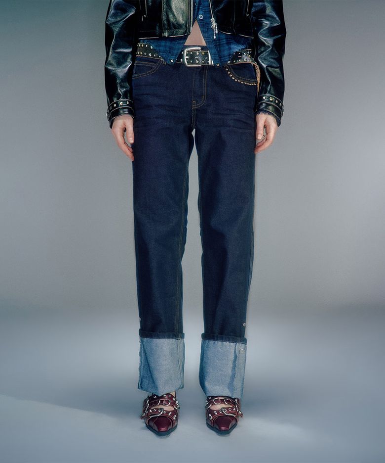 HEIDI LONG LENGTH TURN-UP DENIM (2COLOR)