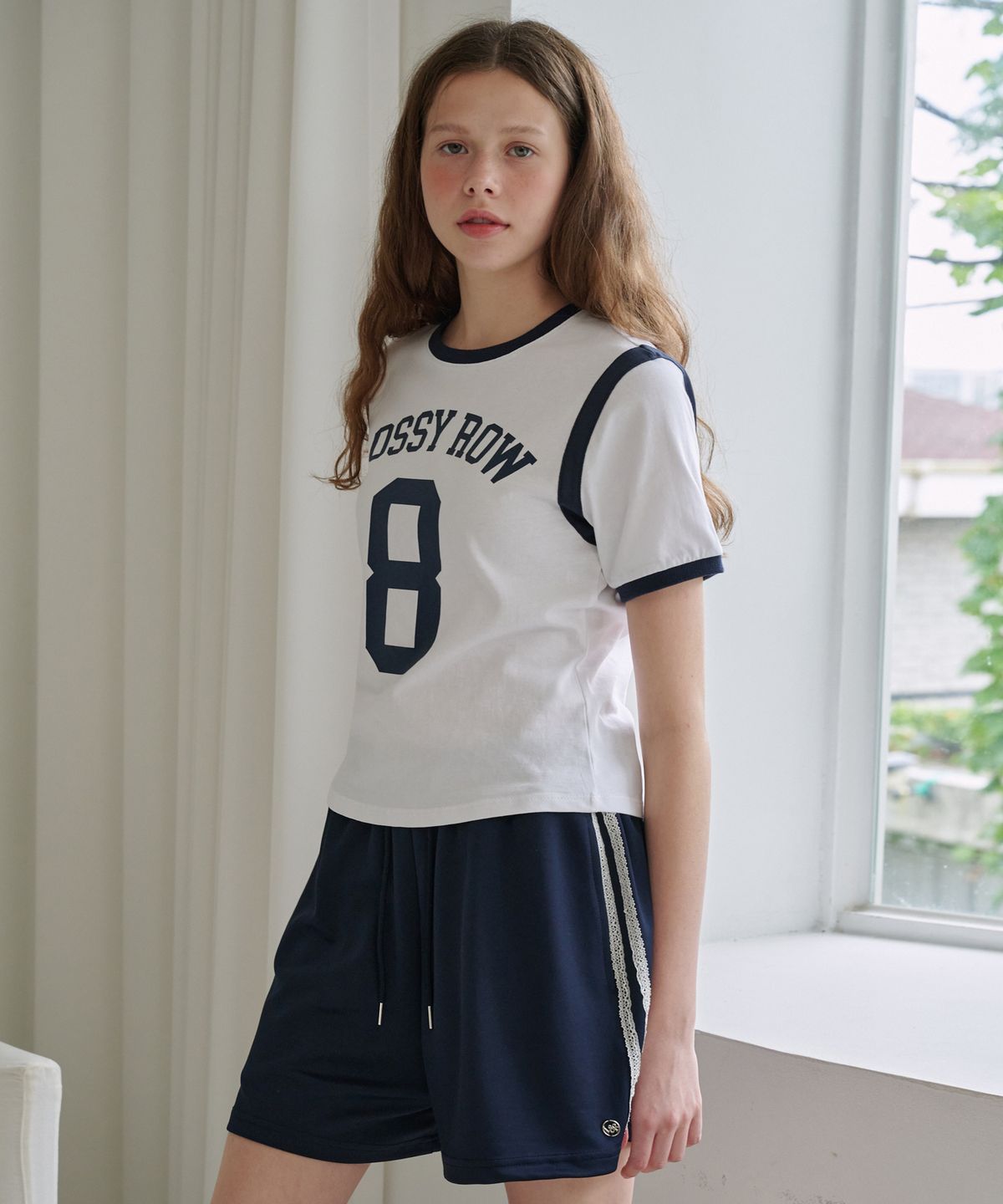 로시로우(LOSSYROW) Number 8 Ringer T-Shirt White