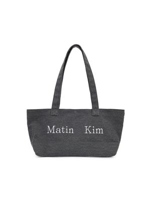 MATIN LOGO CANVAS WIDE SHOULDER BAG IN CHARCOAL
