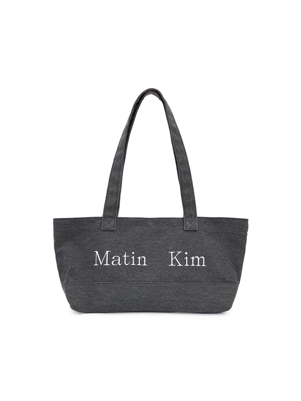 MUSINSA | MATIN KIM MATIN LOGO CANVAS WIDE SHOULDER BAG IN CHARCOAL