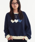 Heart Patch Sweatshirt Navy Cream