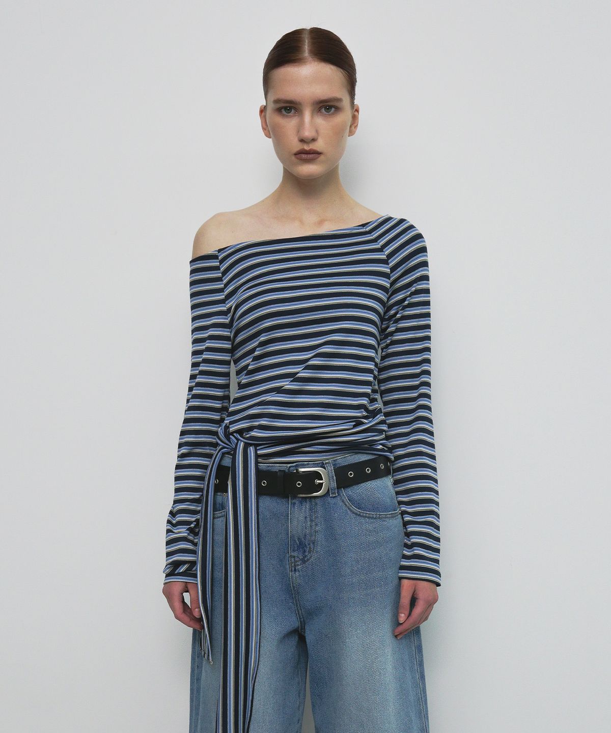 샌드릭(SANDRIC) STRIPE STRAP T-SHIRT_BLUE