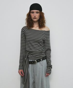 STRIPE STRAP T-SHIRT_CHARCOAL