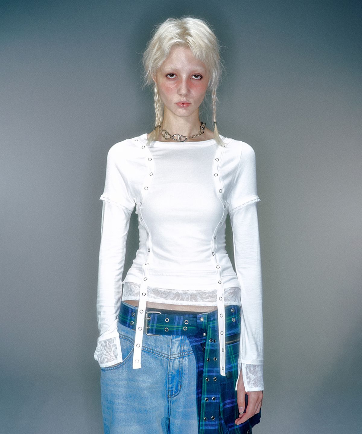 베이컨트 아카이브(VACANT ARCHIVE) LENO TRIPLE LAYERED LONG SLEEVE TOP (3COLOR)