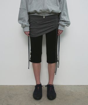 LAYERED STRING MINI SKIRT_CHARCOAL