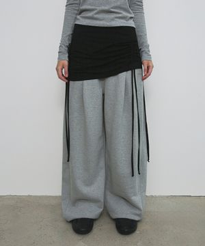 LAYERED STRING MINI SKIRT_BLACK