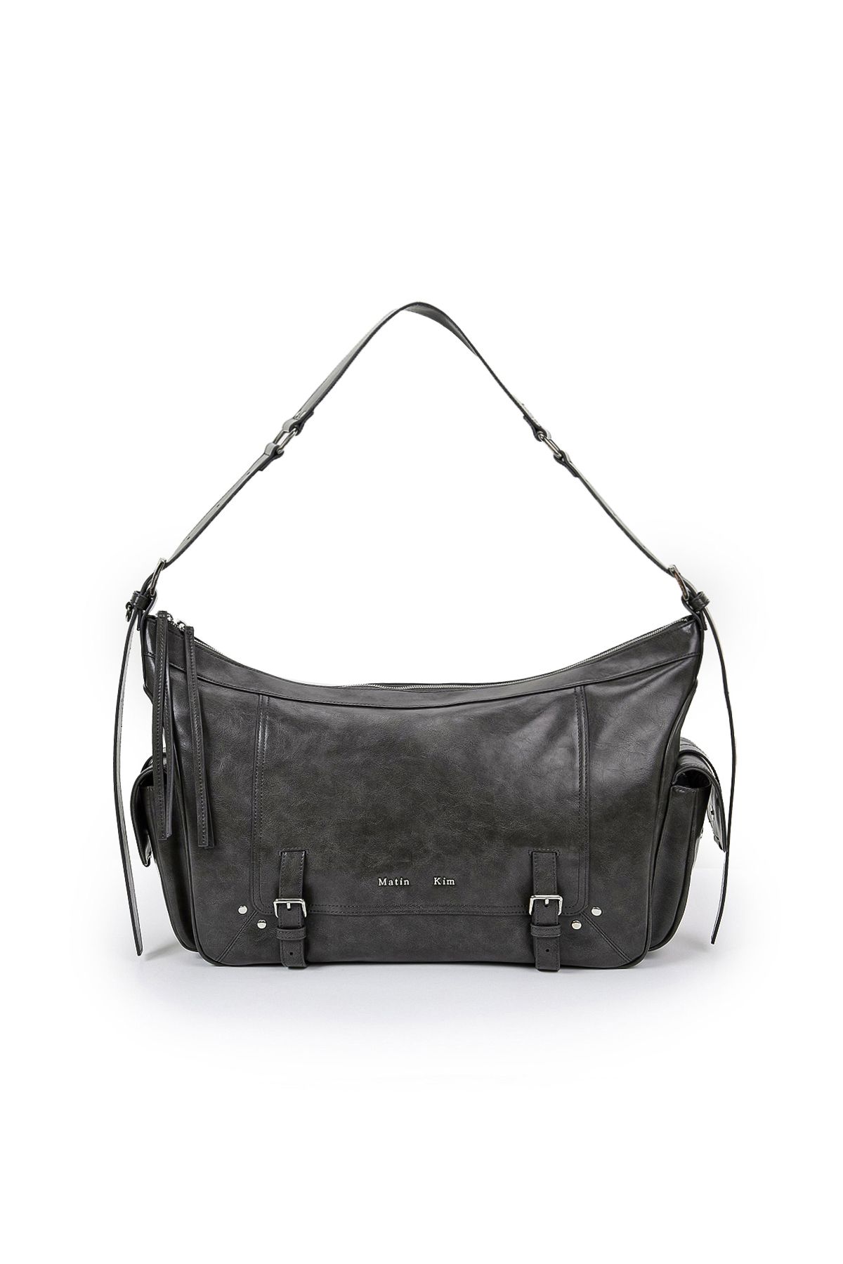 MUSINSA公式 | MATIN KIM RIVET POINT QUAD BIG SHOULDER BAG IN CHARCOAL