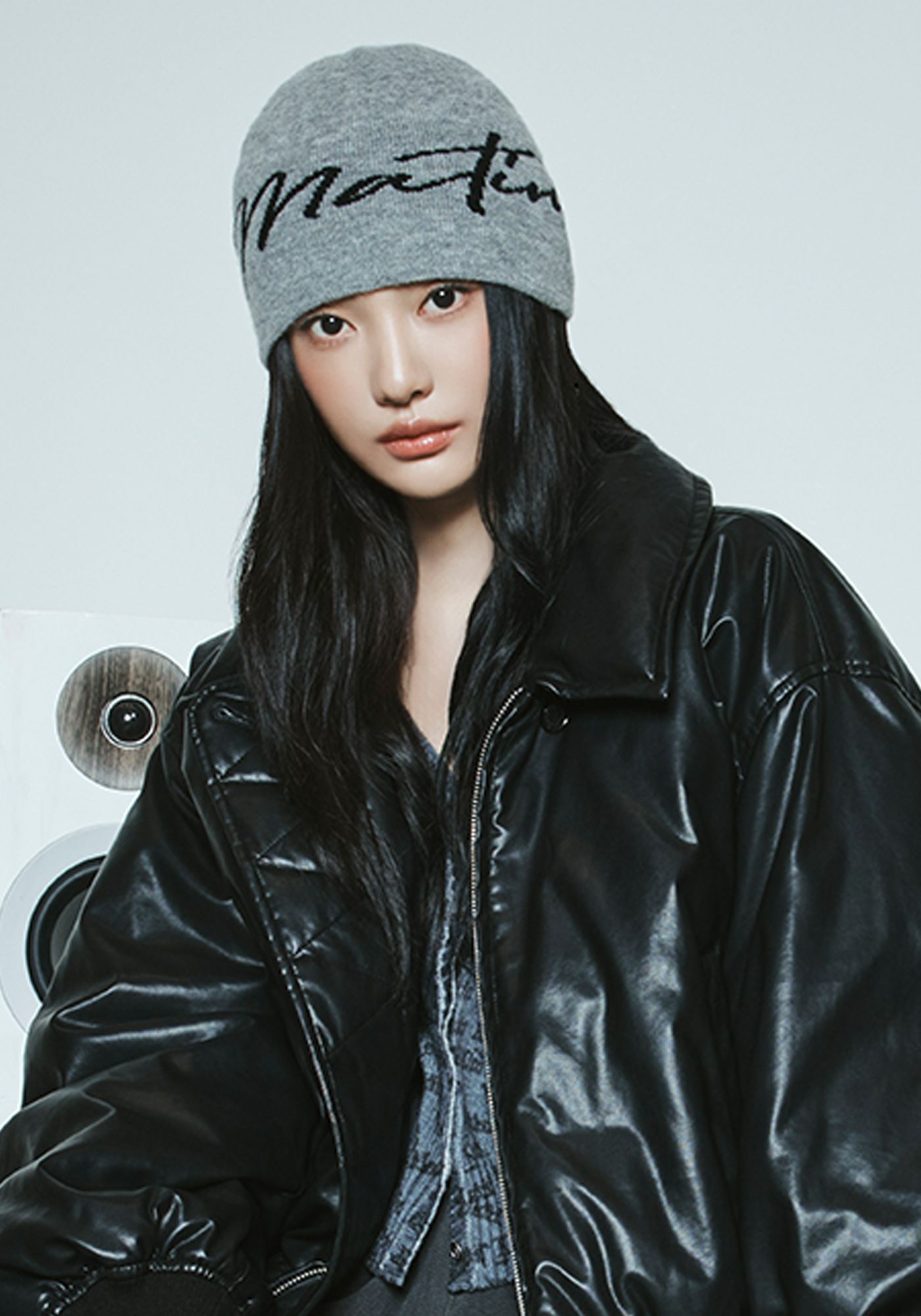 MUSINSA公式 | MATIN KIM MATIN LOGO SCRIPT BEANIE IN GREY