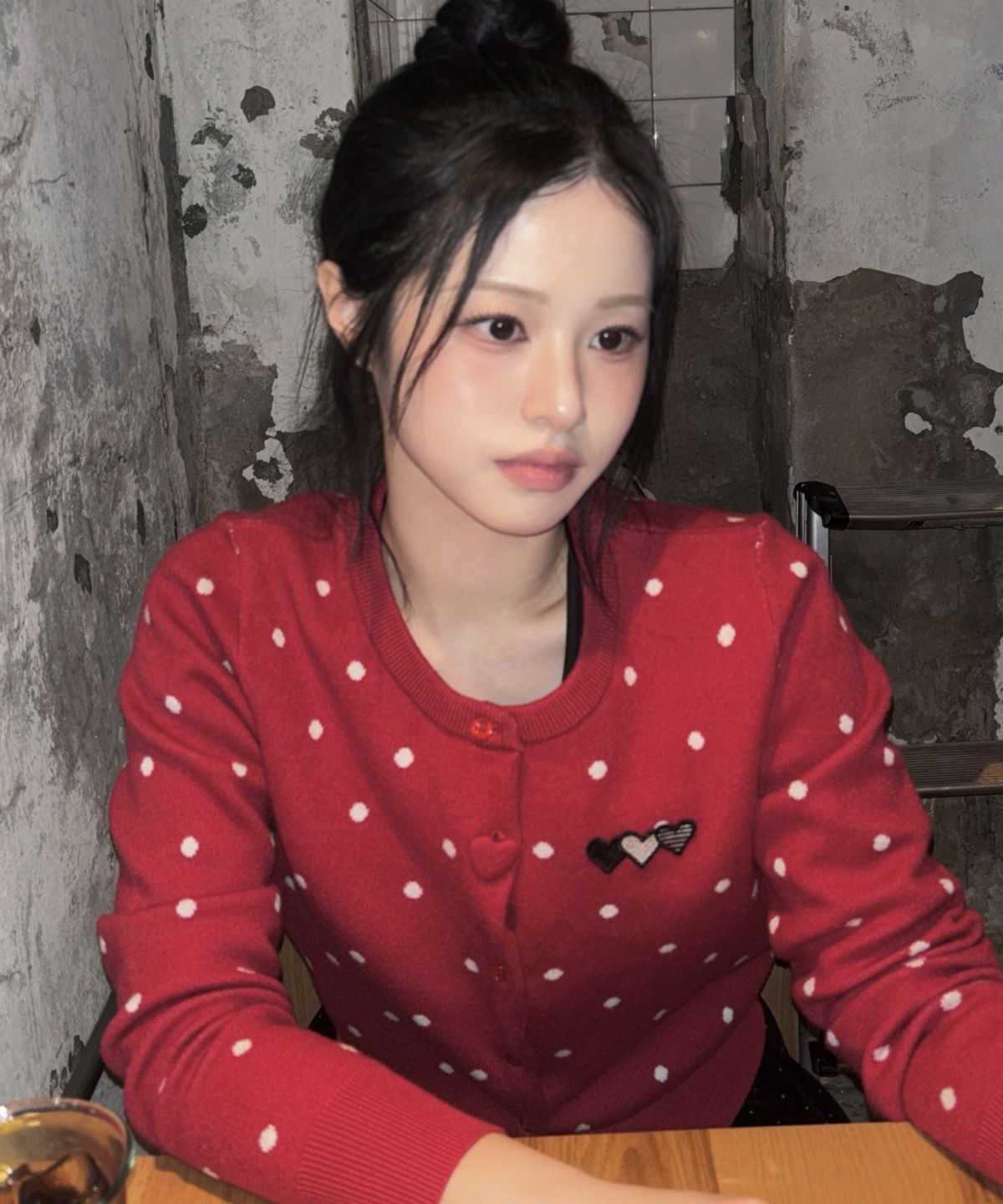 로긴 앤 로지(ROGIN N ROSIE) Heart Button Point Cardigan Red