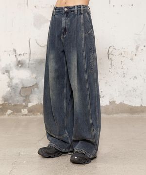 베네타 투턱 데님 팬츠 [딥 페이드 블루]