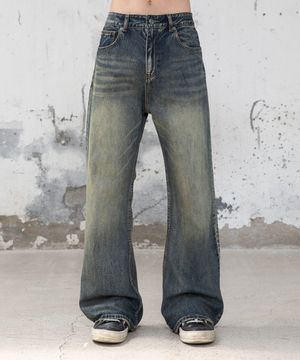 루시드 컷 플레어 데님 팬츠 [빈티지 블루]