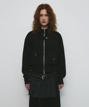 SNAP HOOD ZIP UP_BLACK