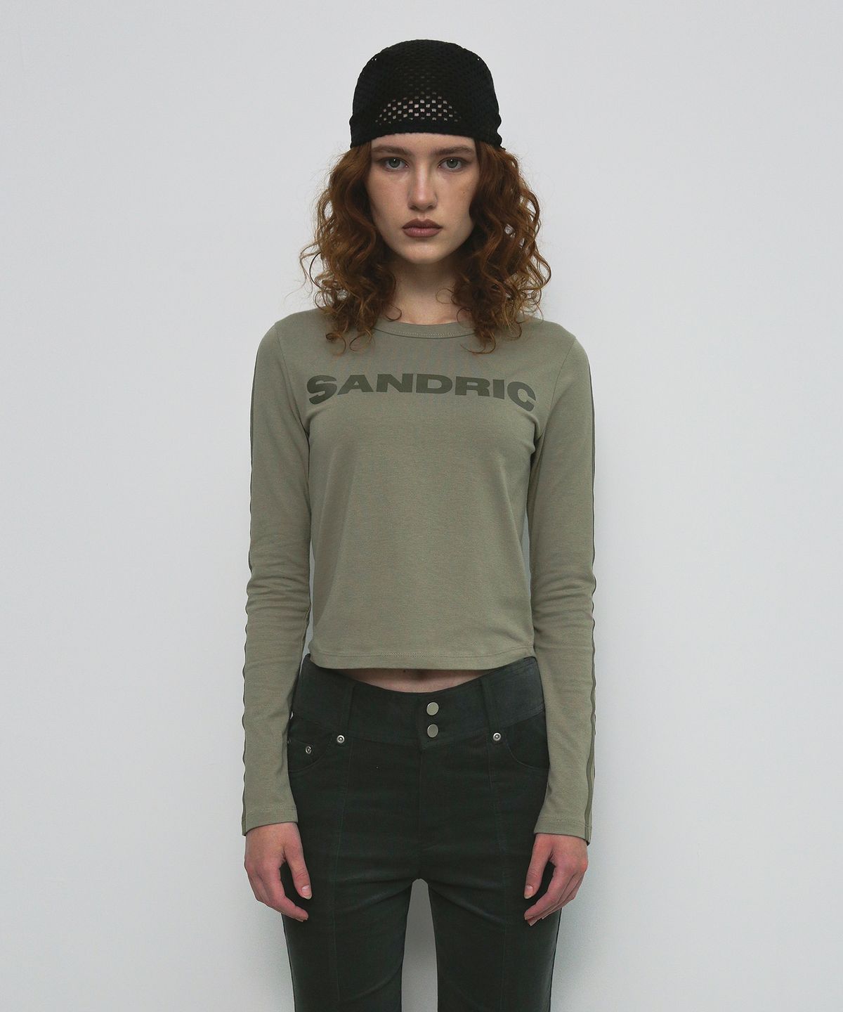 샌드릭(SANDRIC) LINE LOGO T-SHIRT_KHAKI