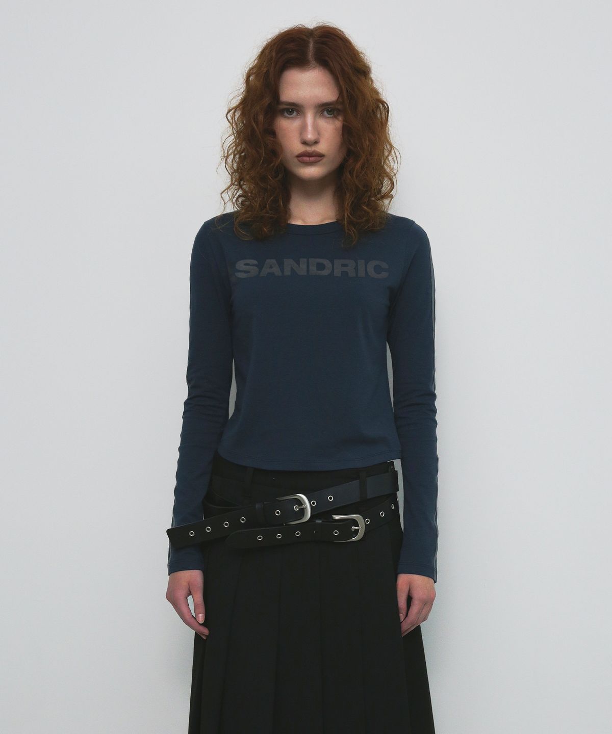 샌드릭(SANDRIC) LINE LOGO T-SHIRT_NAVY