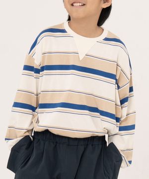 그로우 오버사이즈 스트라이프 주니어긴팔티 블루,오렌지