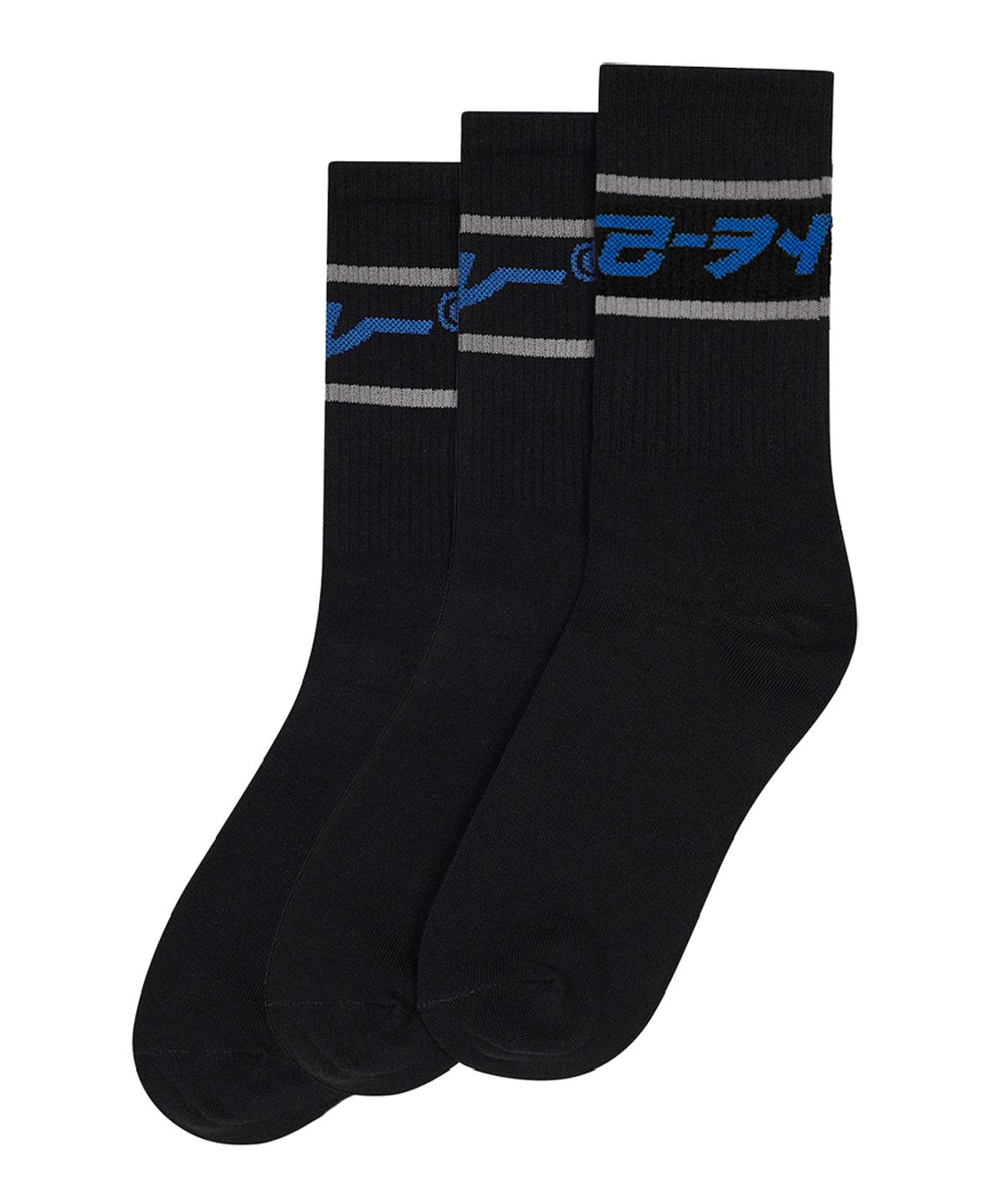 리플레이컨테이너(REPLAY CONTAINER) [3PACK] gray line socks (black)