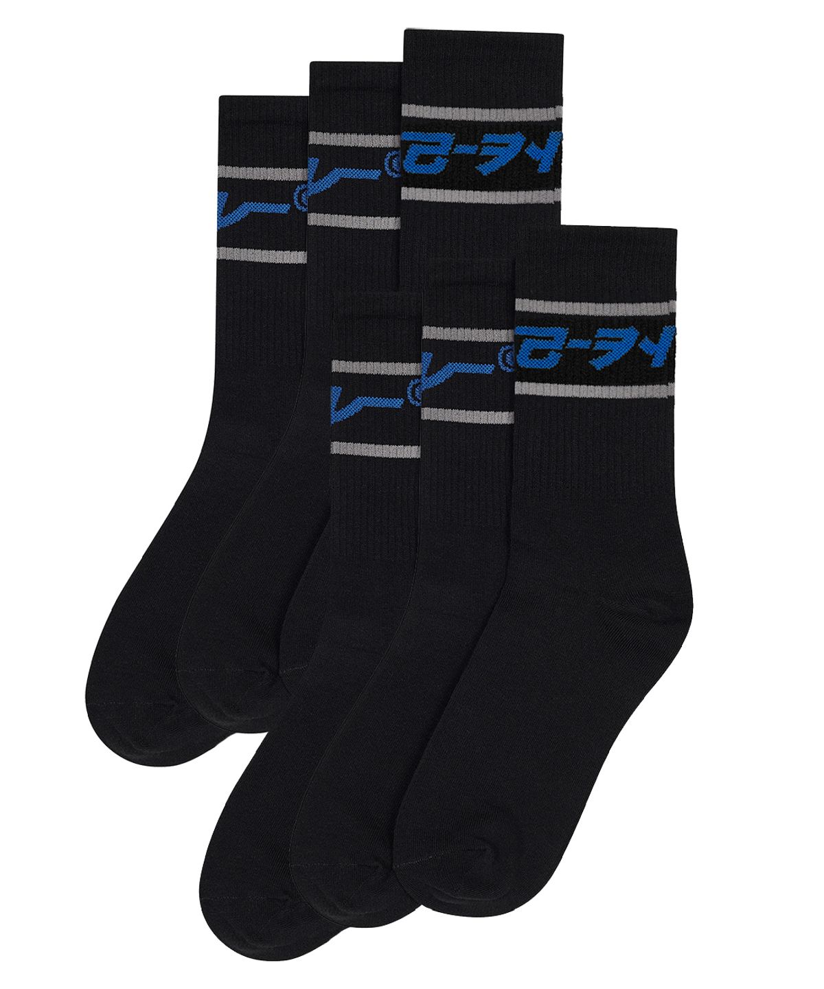 리플레이컨테이너(REPLAY CONTAINER) [6PACK] gray line socks (black)
