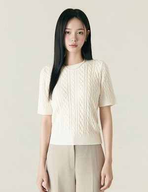 케이블 반팔 스웨터_RMKAF26R21