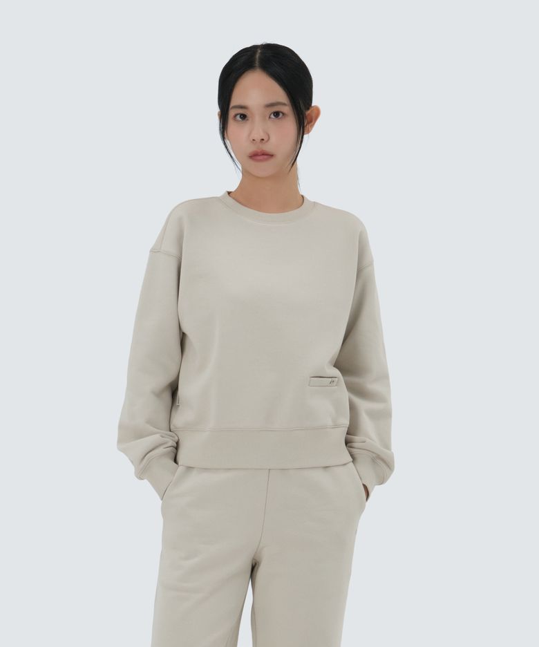 약기모 여성 세미크롭 맨투맨 (S25WWFHT69) Light Beige