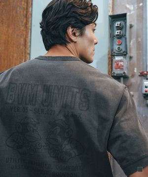 [빅사이즈]피그먼트 캠프 크랙 프린트 티셔츠