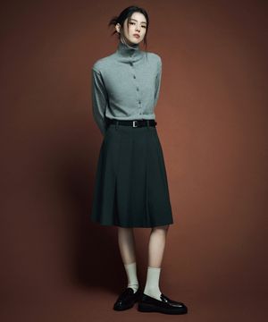 [한소희 PICK] 우먼즈 플리츠 니 렝스 스커트 [그레이]