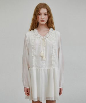 프릴 레이스 미니원피스 아이보리