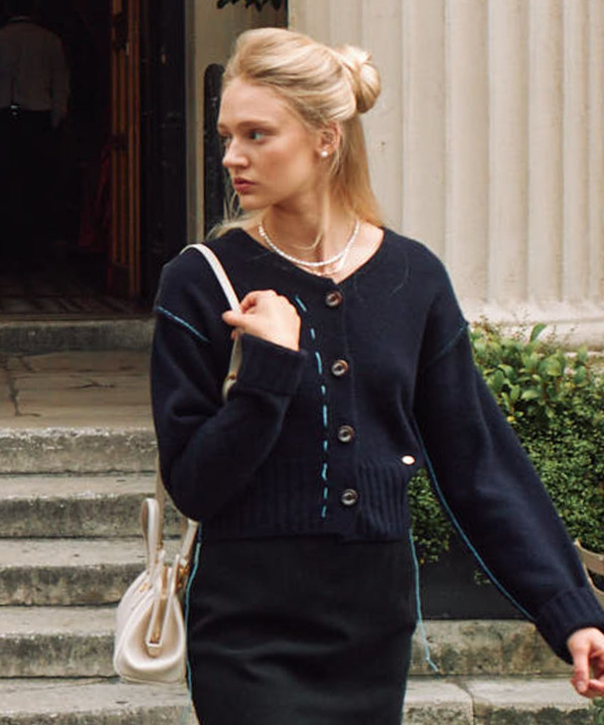 르메메(LEMEME) Shetland Cardigan Navy