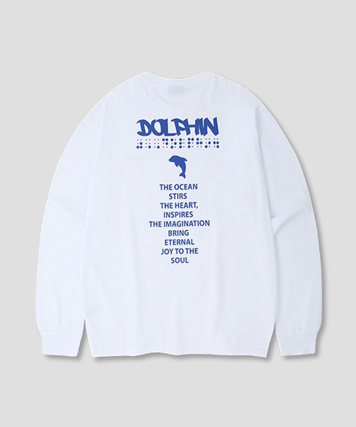 돌핀웨이브어패럴(DOLPHIN WAVE APPAREL) 돌핀 핑거리딩 그래픽 긴팔 티셔츠 화이트