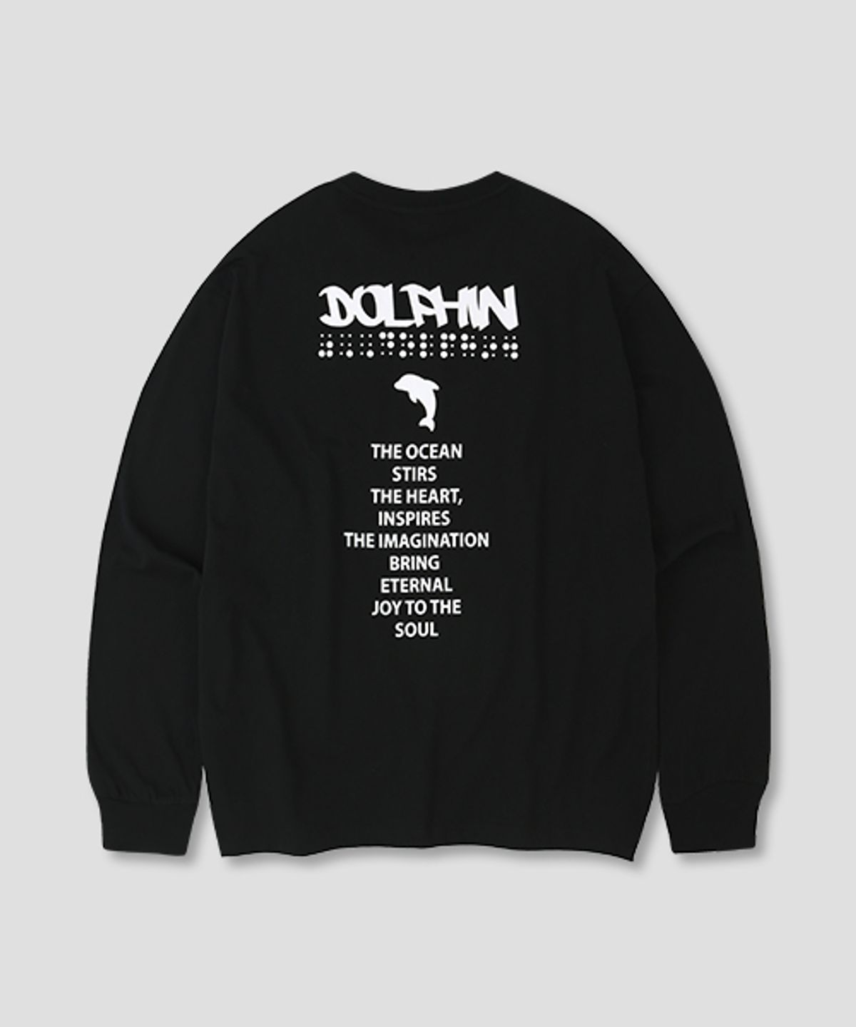 돌핀웨이브어패럴(DOLPHIN WAVE APPAREL) 돌핀 핑거리딩 그래픽 긴팔 티셔츠 블랙