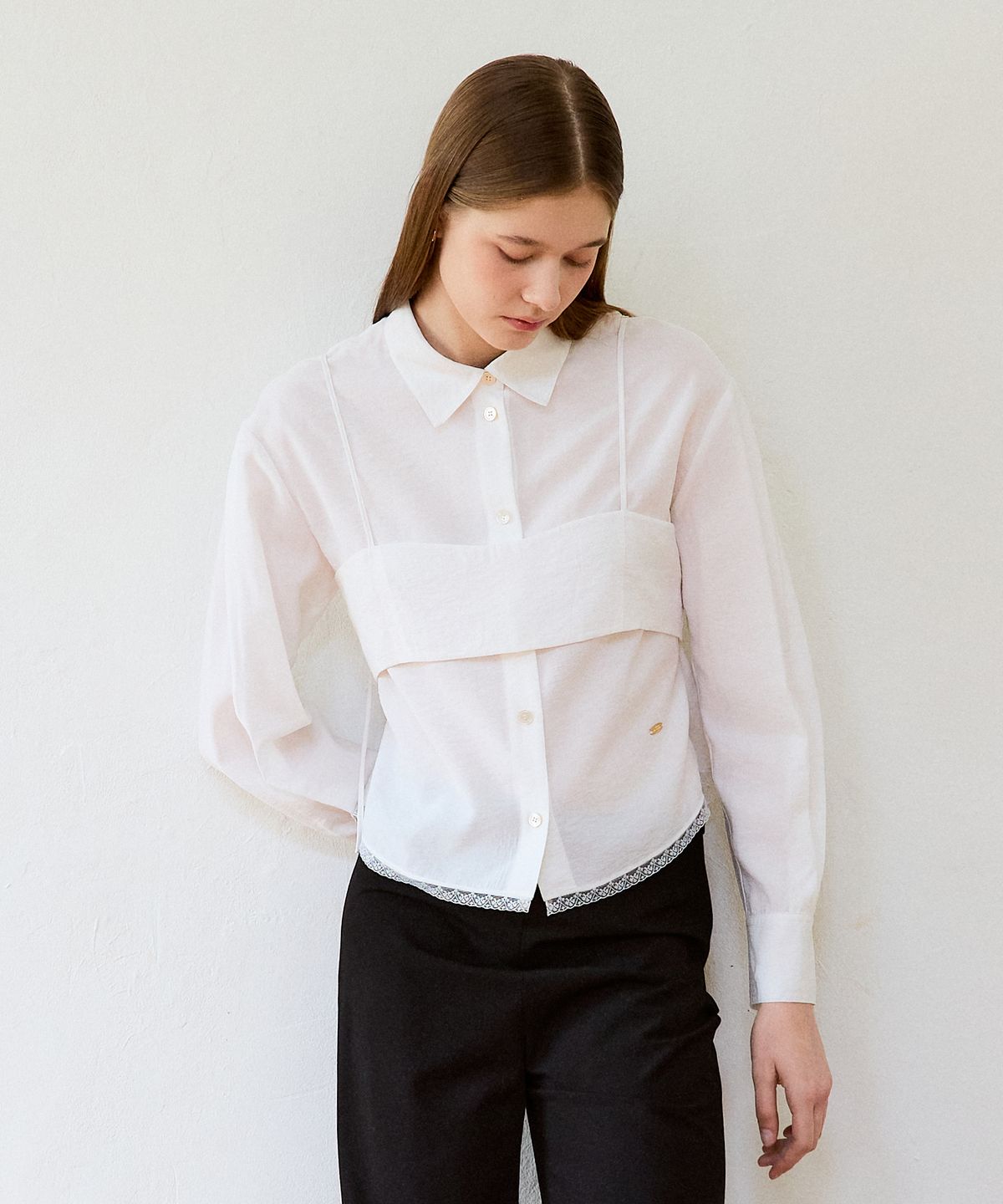 르메메(LEMEME) Sophie Bustier Shirt Ivory