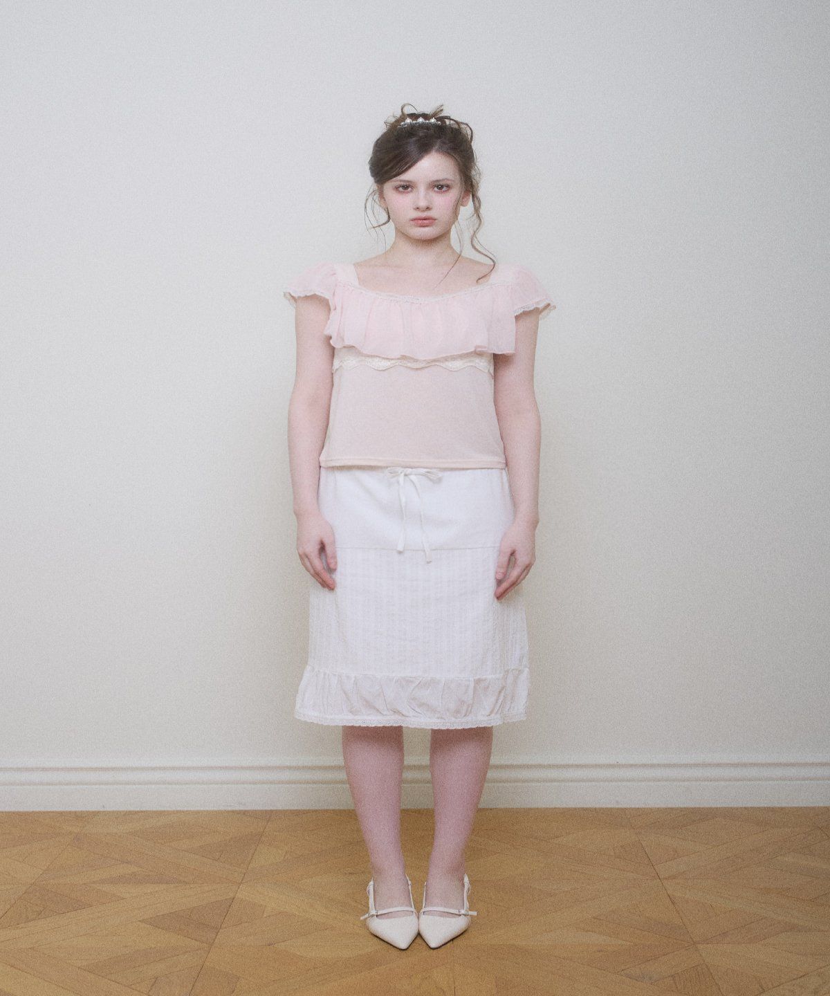 벨리아르(BELLIALEU) COTTON VEIL SKIRT-WHITE