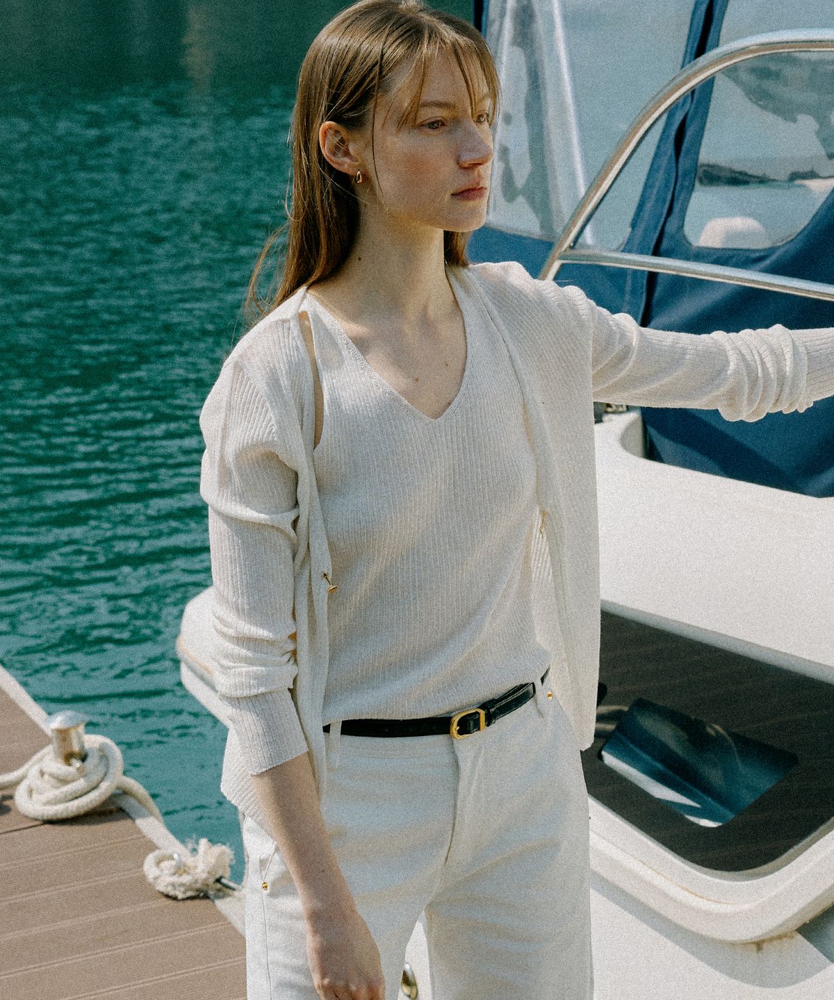 르메메(LEMEME) Marie Sheer Cardigan Ivory