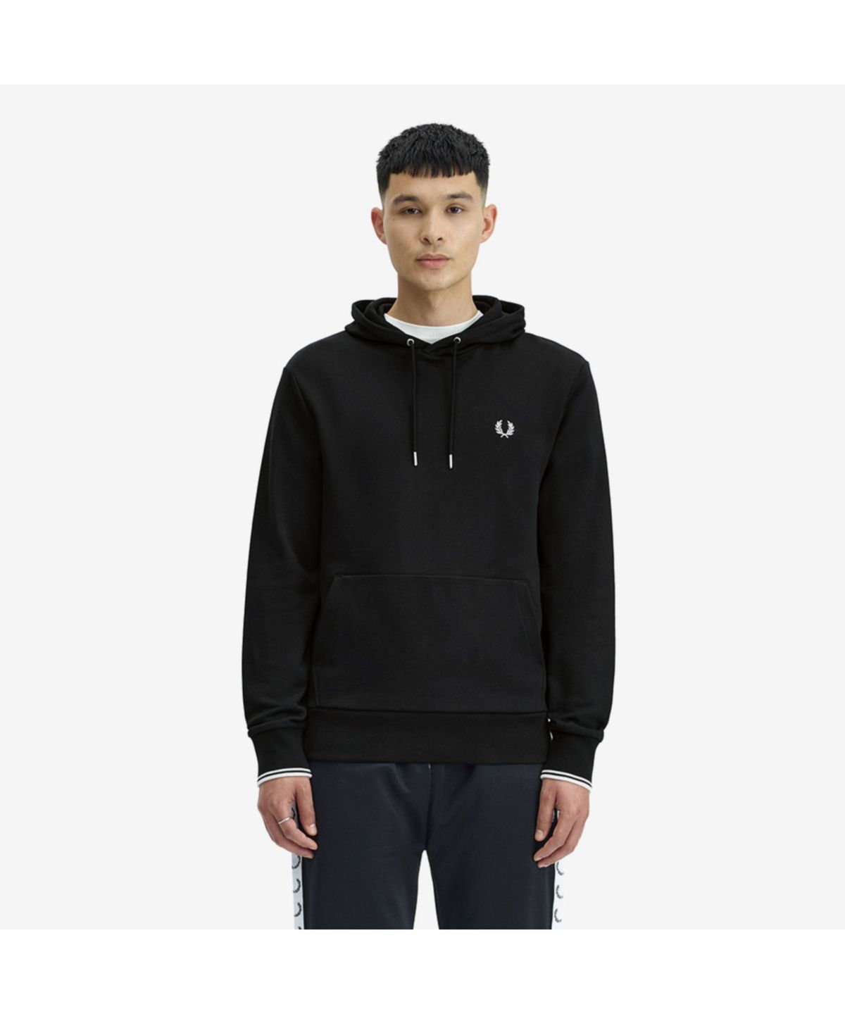 프레드페리(FRED PERRY) [Baseline] 팁 후드 스웻셔츠 - 블랙 M2643-102