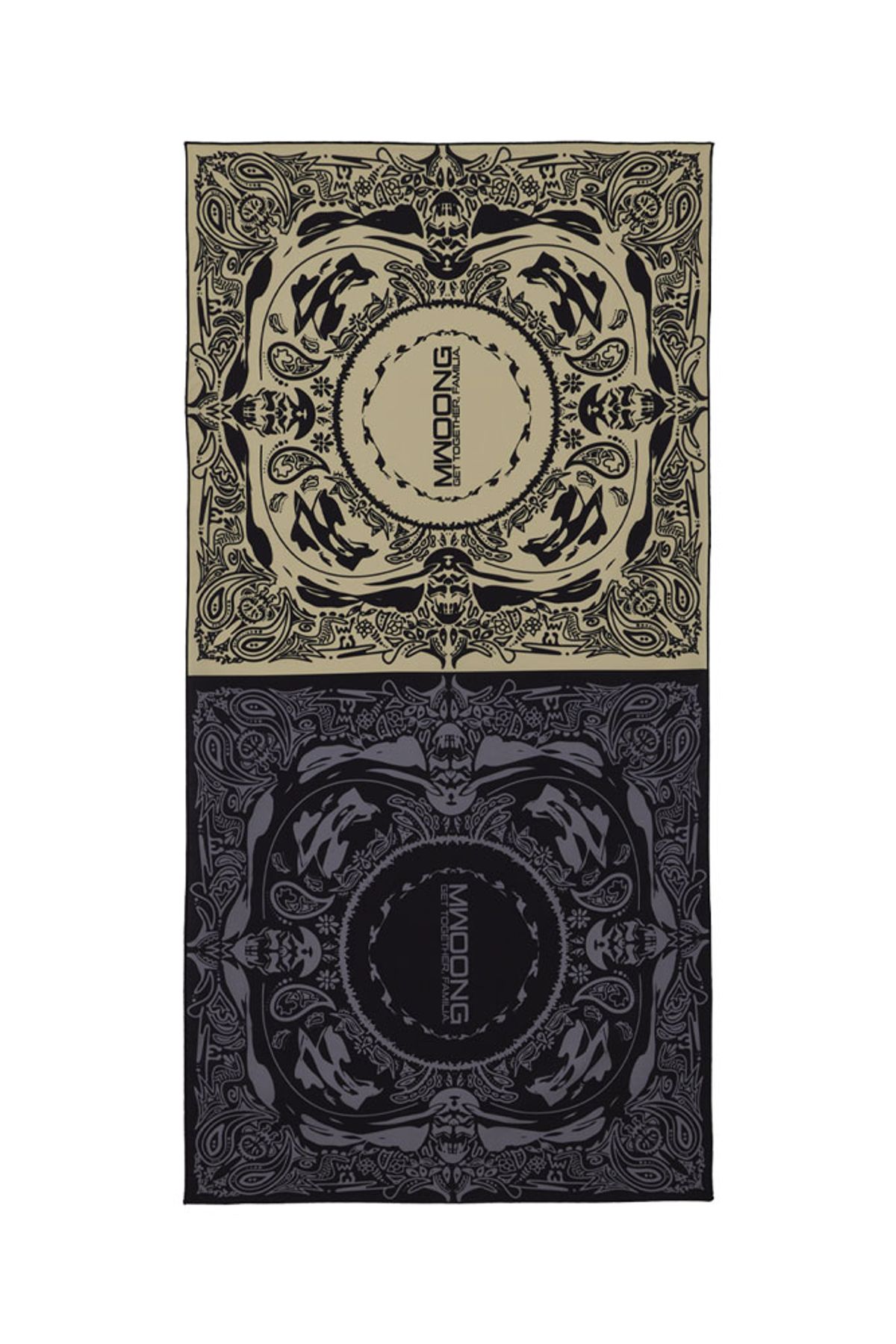 뭉(MWOONG) Double Bandana Silk Scarf(black beige)