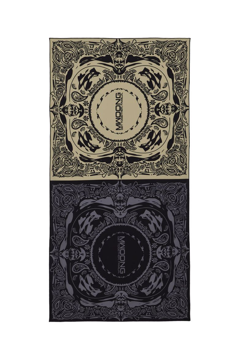 Double Bandana Silk Scarf(black beige)