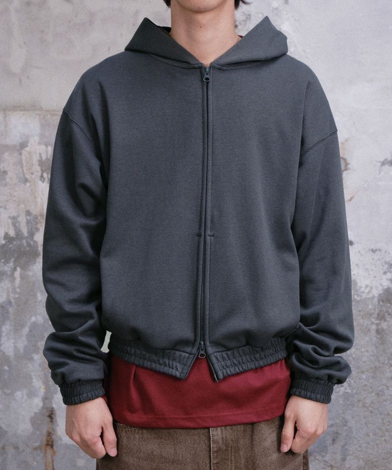 LIGHT CROP HOOD ZIP-UP (CHARCOAL)