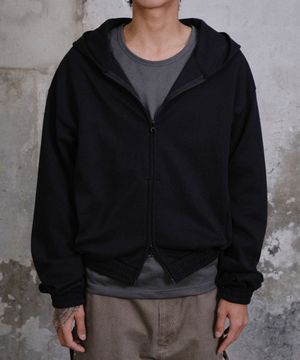 LIGHT CROP HOOD ZIP-UP (BLACK)