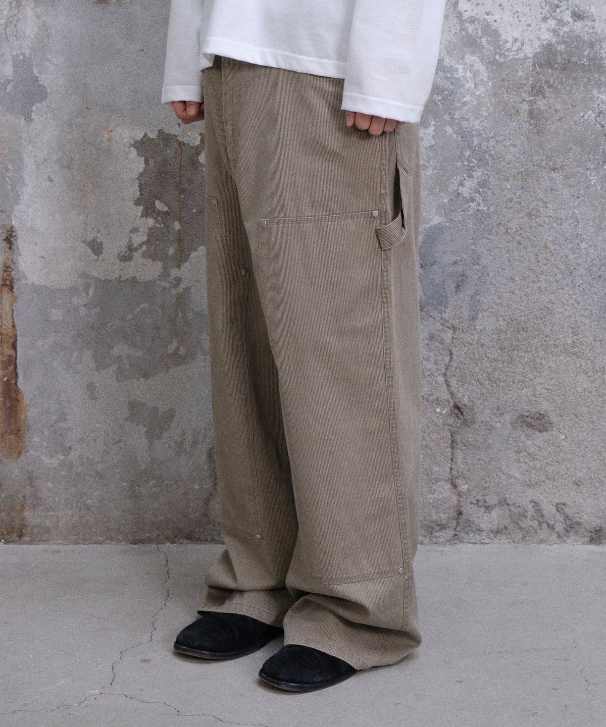 다이브인(DIVEIN) WASHED DOUBLE KNEE CARPENTER PANTS (BEIGE)