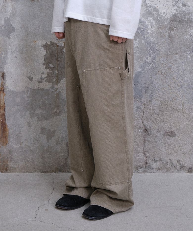 WASHED DOUBLE KNEE CARPENTER PANTS (BEIGE)