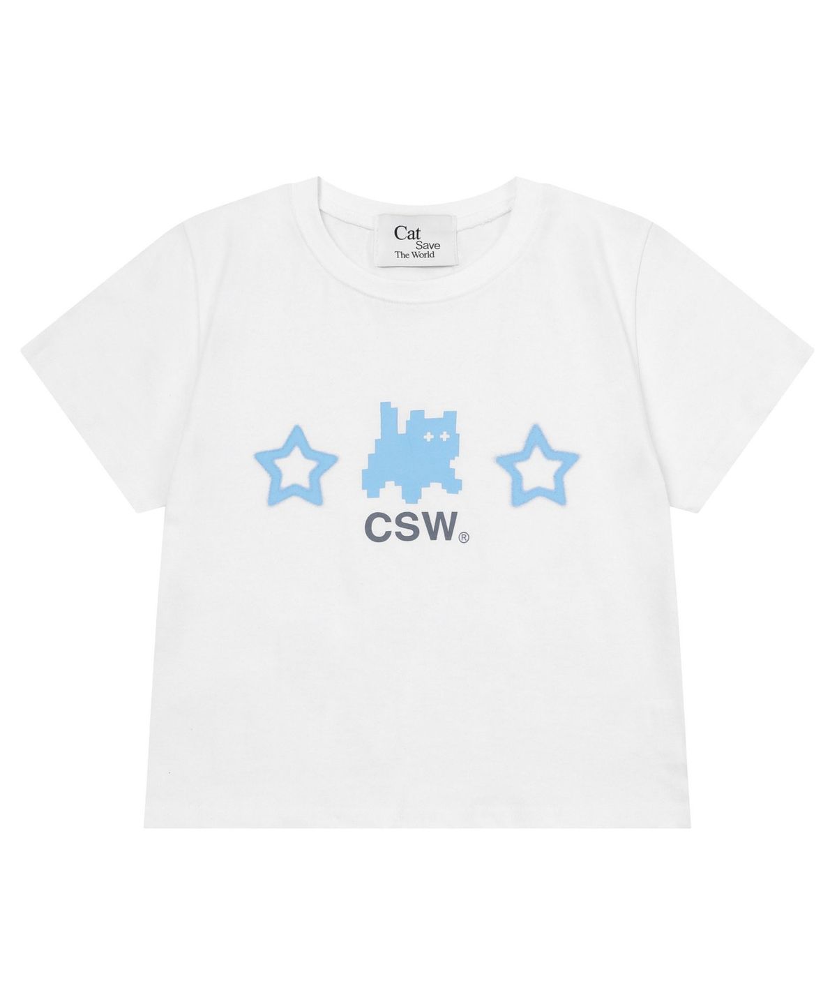 캣세이브더월드(CATSAVETHEWORLD) 쿠마 블러 스타 로고 반팔 티 (2컬러)