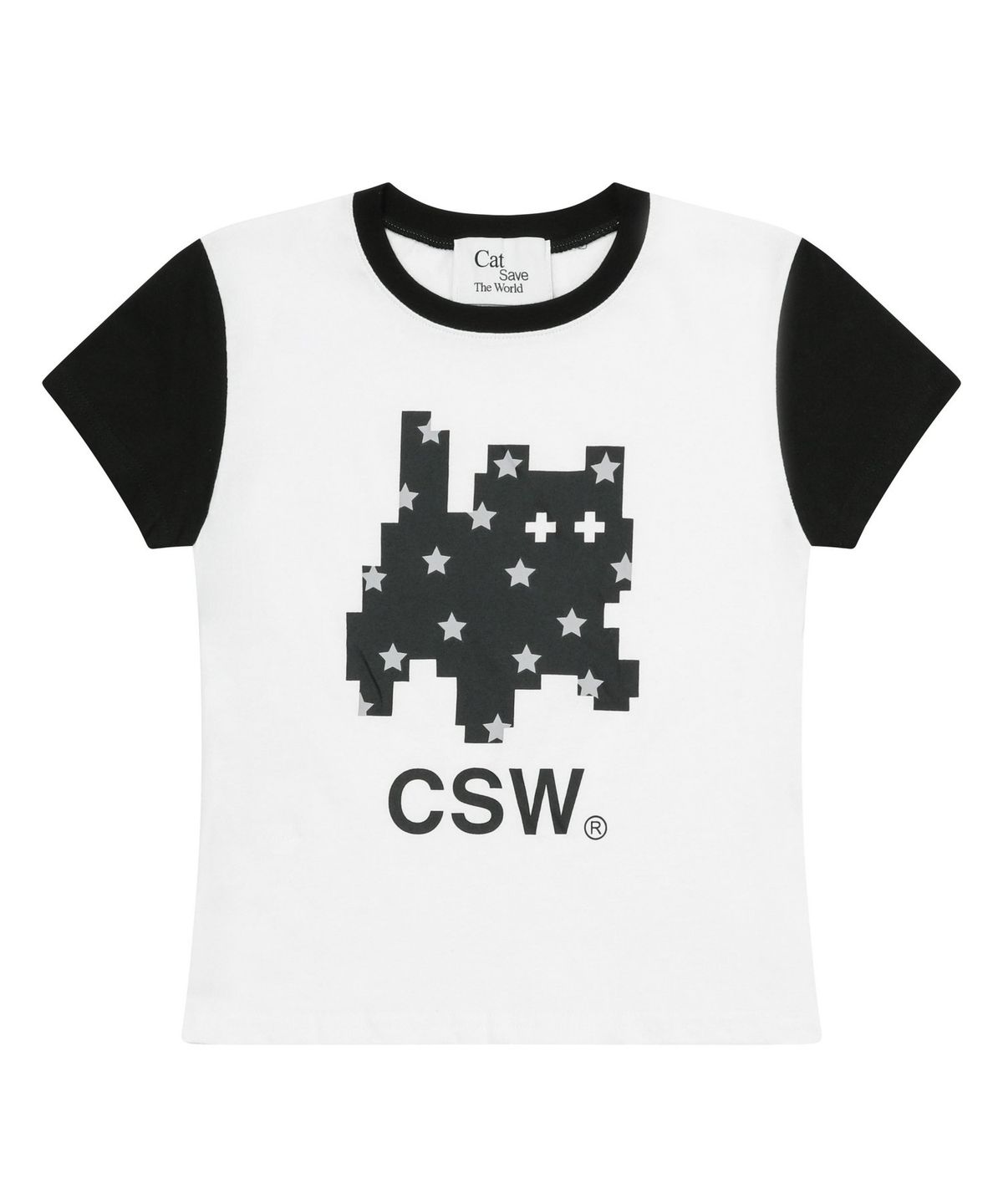 캣세이브더월드(CATSAVETHEWORLD) 퓨링 스타 도트 슬림핏 반팔 티