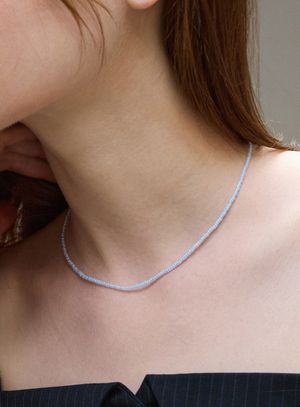 [실버925] 블루 시엘로 비즈 목걸이