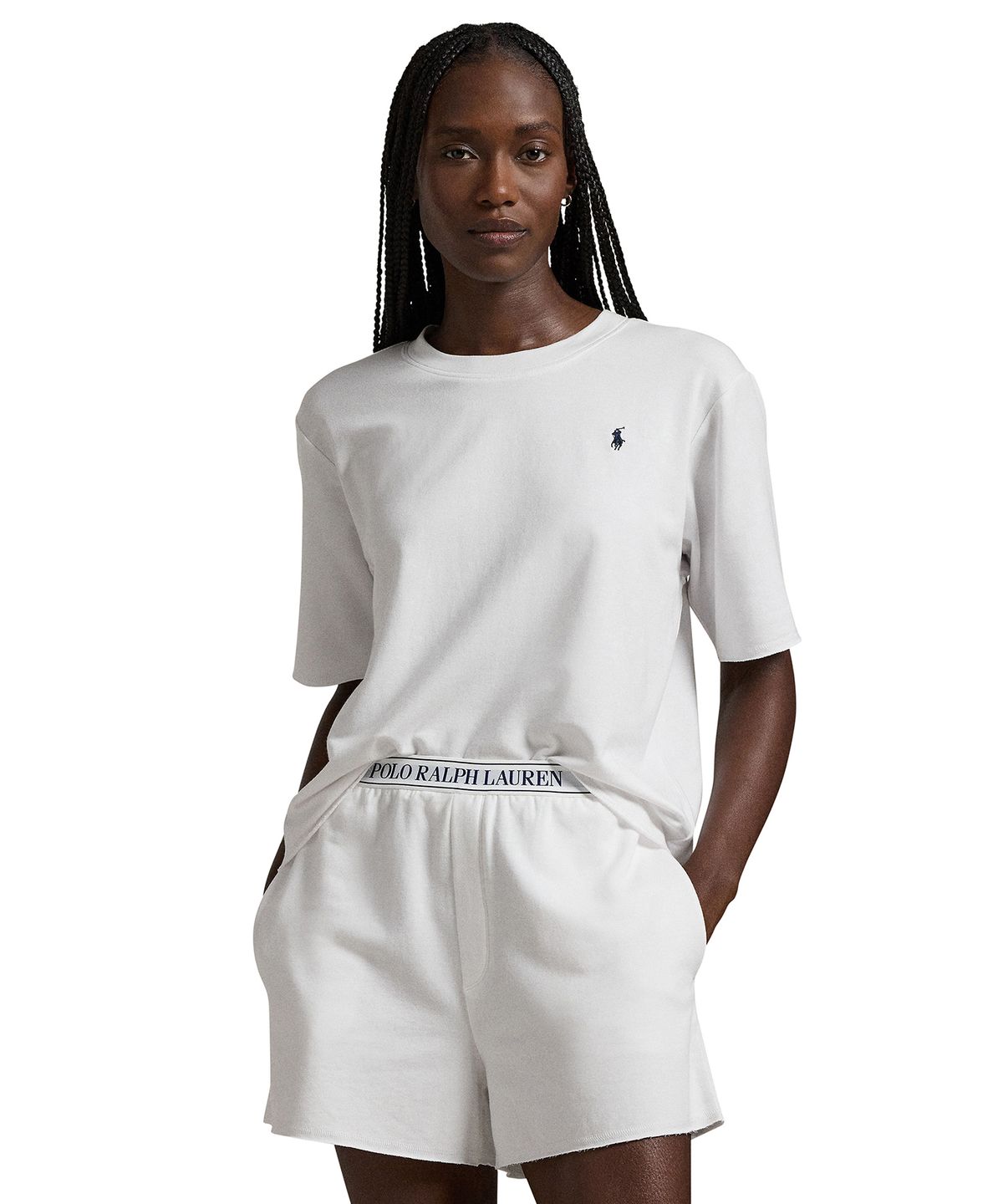 폴로 랄프로렌 이너웨어(POLO RALPH LAUREN INNERWEAR) 클럽 테리 숏 이지웨어 세트 화이트 4P8029