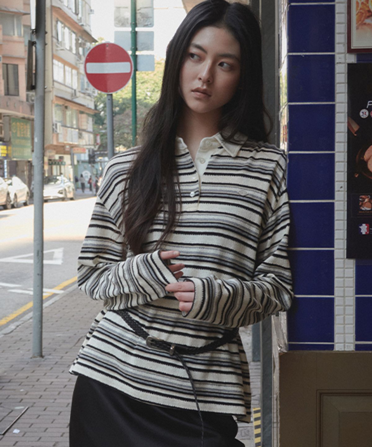 틸아이다이(TILL I DIE) Stripe loose fit t-shirt TIFA01LT08_Gray